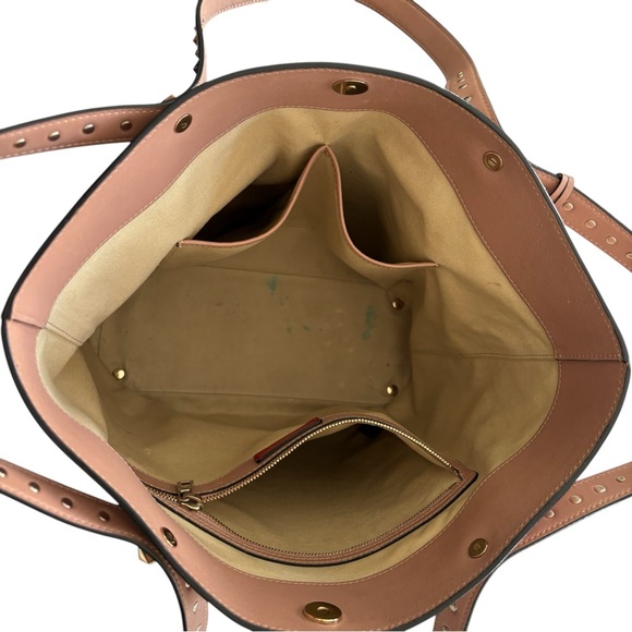 VALENTINO GARAVANI Love Stud Calfskin Leather Tote Pink - Picture 10 of 15